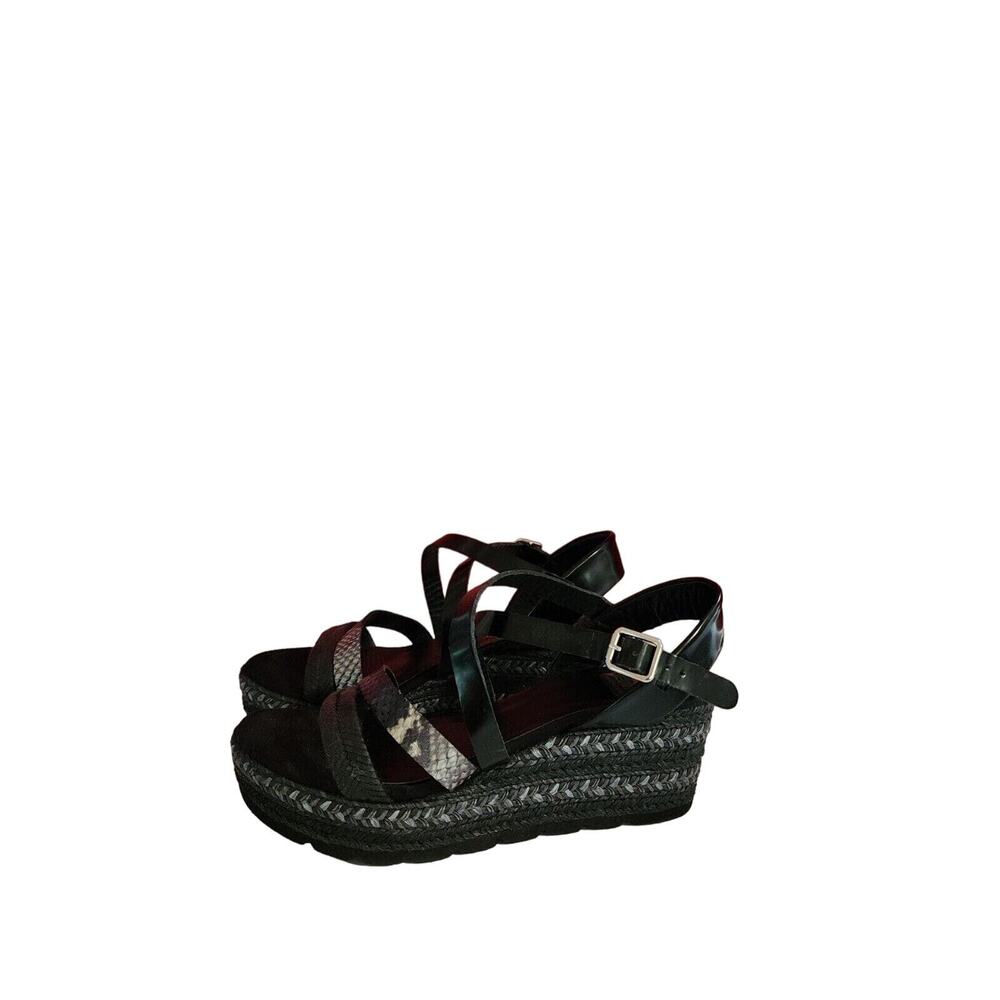 KANNA Espadrilles Womens Sandals Shoes Size 9 EUR 39 Black Strappy platform